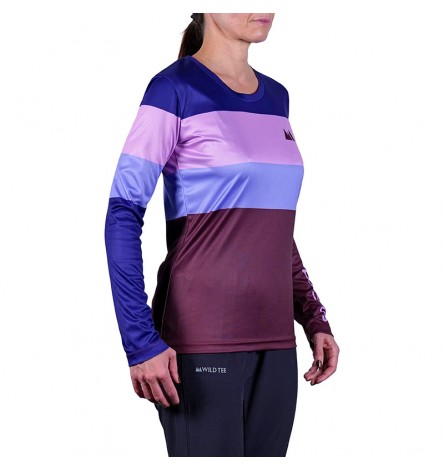 Color Block Lilla Manica Lunga Donna