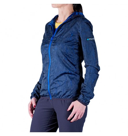 Giacca antivento con cappuccio Lava Nera/Blu Donna