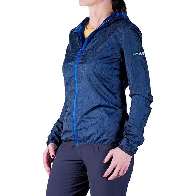 Giacca antivento con cappuccio Lava Nera Blu Donna