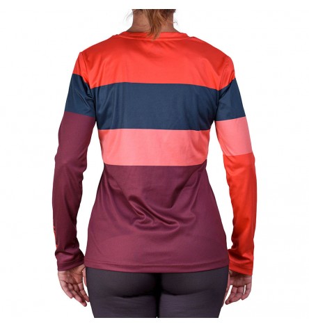 Color Block Ciliegia Manica Lunga Donna