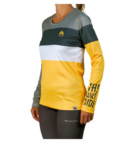 Color Block Gialla Manica Lunga Donna