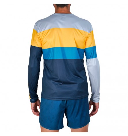 Color Block Gialla Manica Lunga Uomo