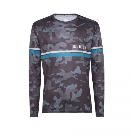 Camo Grigio Manica Lunga Uomo