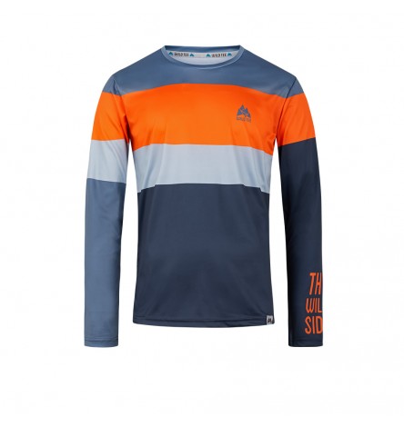 Color Block Orange Men Long Sleeve