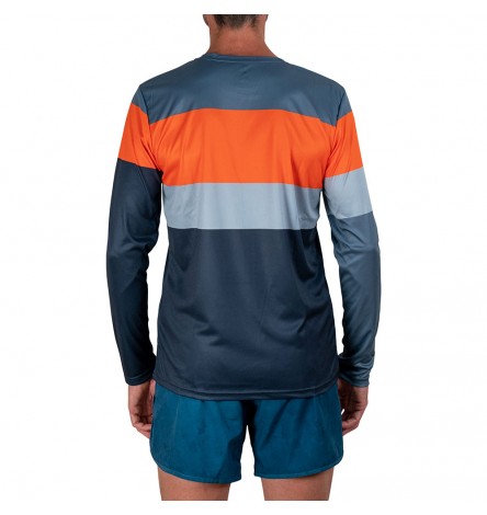 Color Block Orange Men Long Sleeve