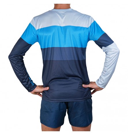 Color Block Blue Men Long Sleeve