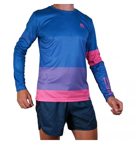 Color Block Pink Men Long Sleeve