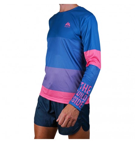 Color Block Pink Men Long Sleeve